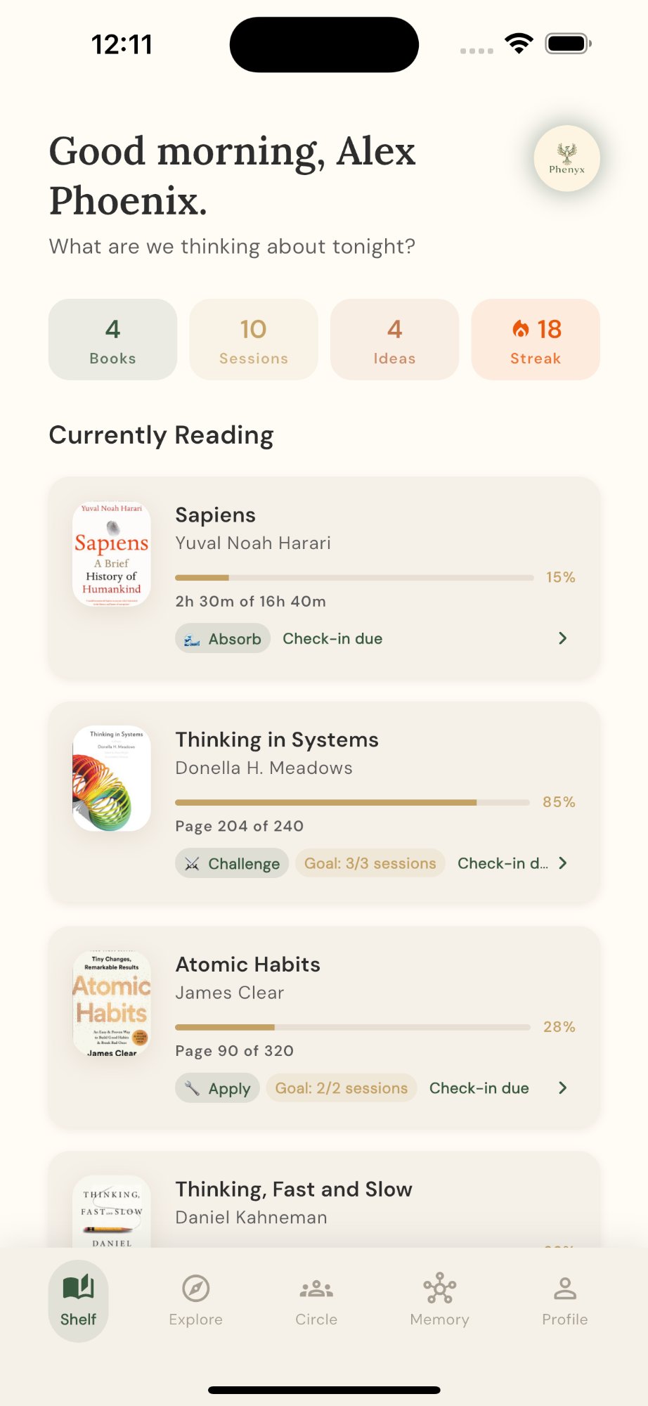 Phenyx — Your reading shelf